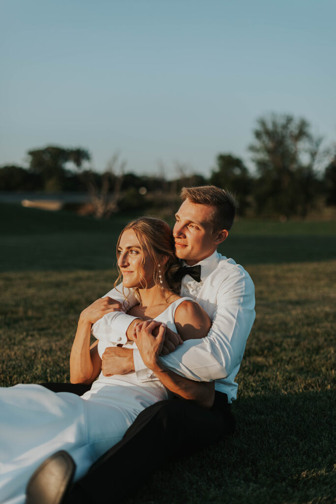 romantic bride and groom portraits at Riverview Barn, Sioux Falls