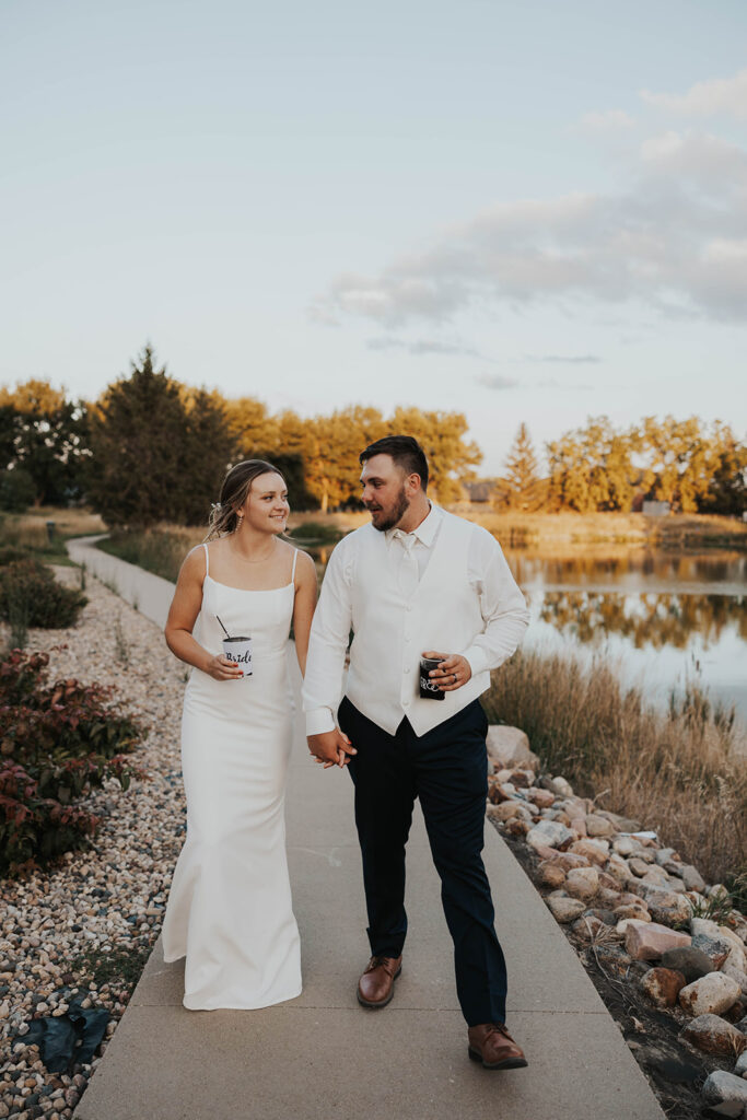 candid and romantic bride and groom portrait outdoors at prairie winds event center