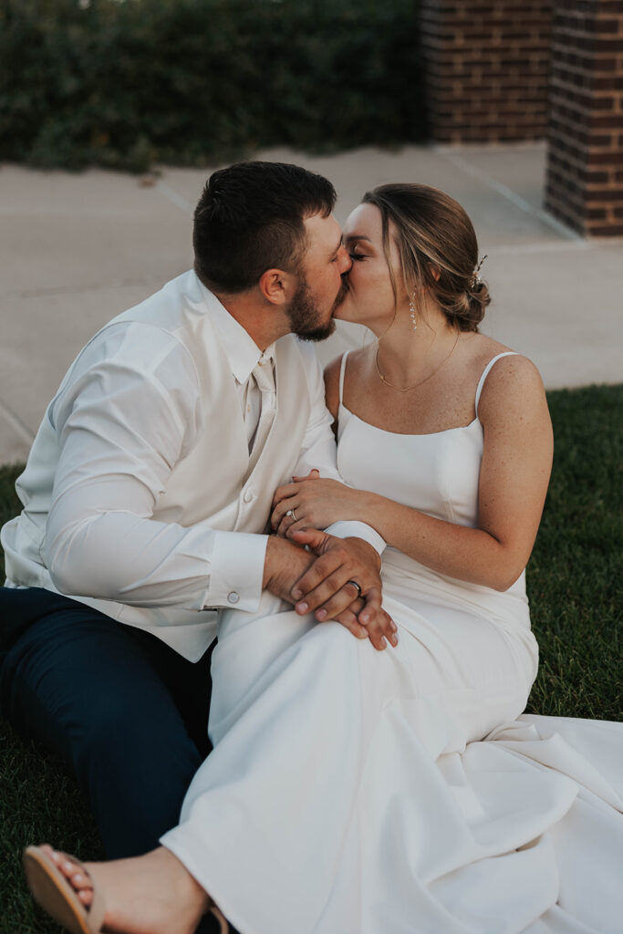 candid and romantic bride and groom portrait outdoors at prairie winds event center