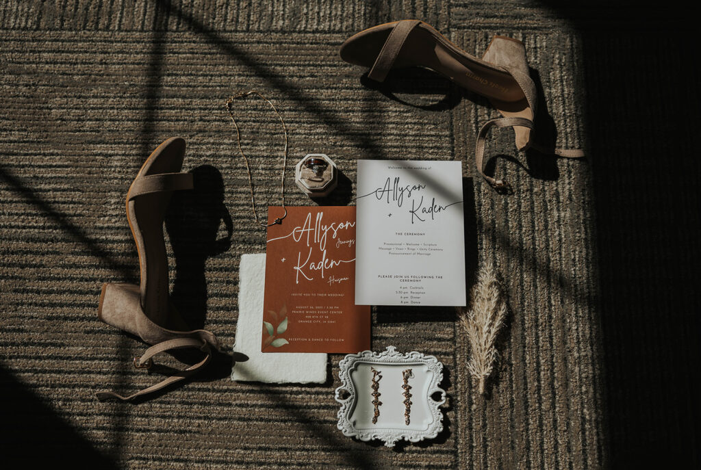 wedding details flatlay