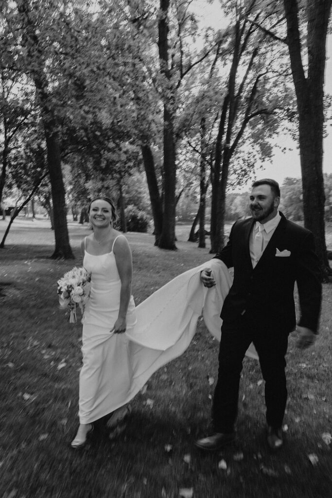 candid and romantic bride and groom portrait outdoors at prairie winds event center