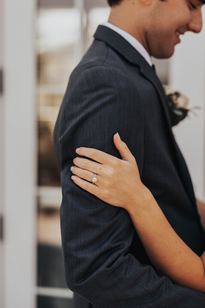 bride and groom exchanging private vows during first look