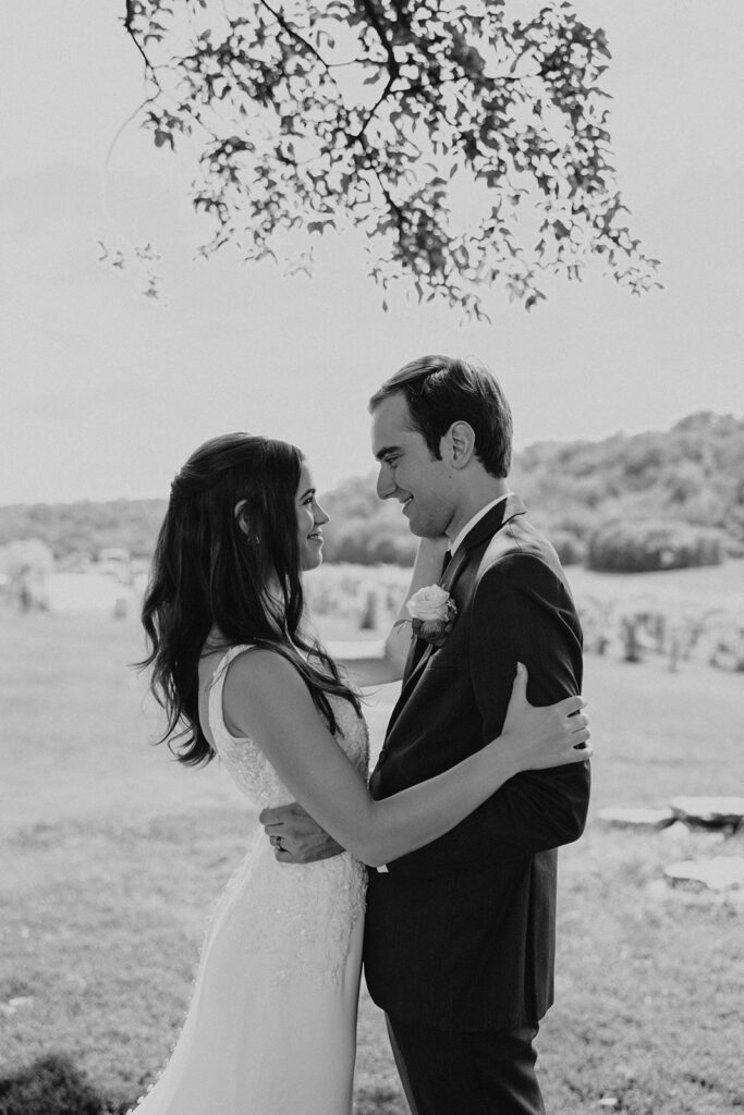 bride and groom wedding portrait during their garden wedding at willow brooke farm