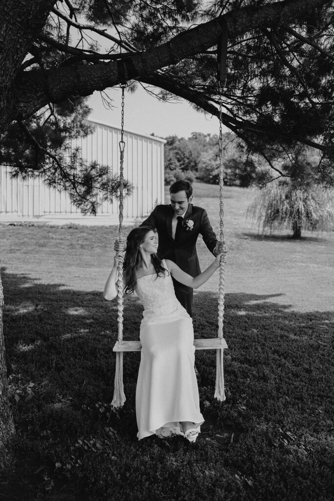 bride and groom wedding portrait during their garden wedding at willow brooke farm