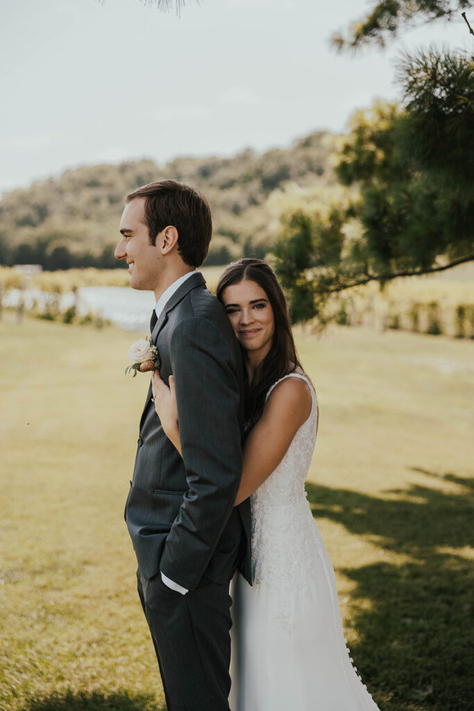 bride and groom wedding portrait during their garden wedding at willow brooke farm