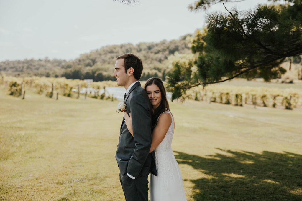 bride and groom wedding portrait during their garden wedding at willow brooke farm