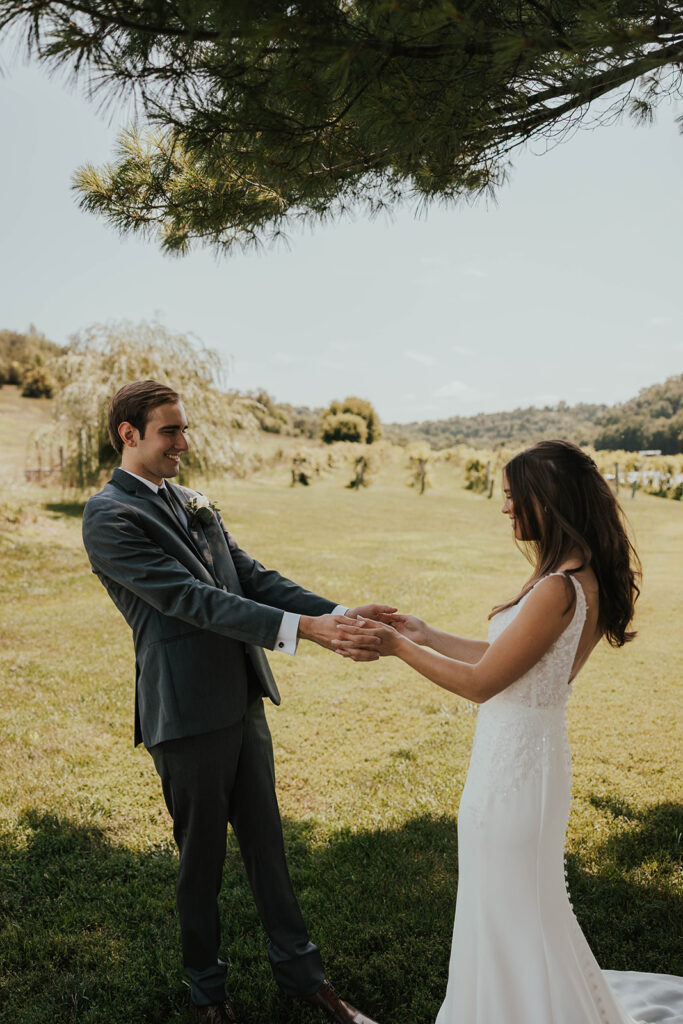 bride and groom wedding portrait during their garden wedding at willow brooke farm