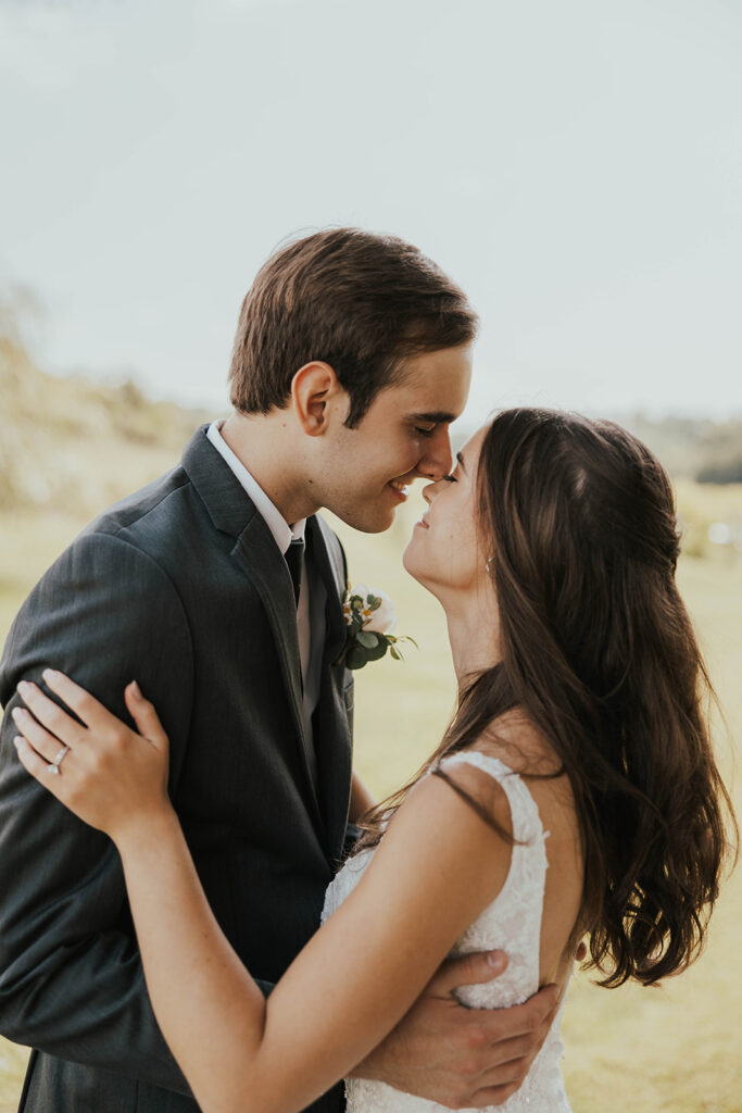 bride and groom wedding portrait during their garden wedding at willow brooke farm