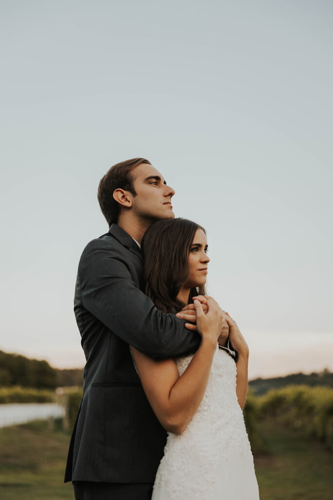 bride and groom wedding portrait during their garden wedding at willow brooke farm