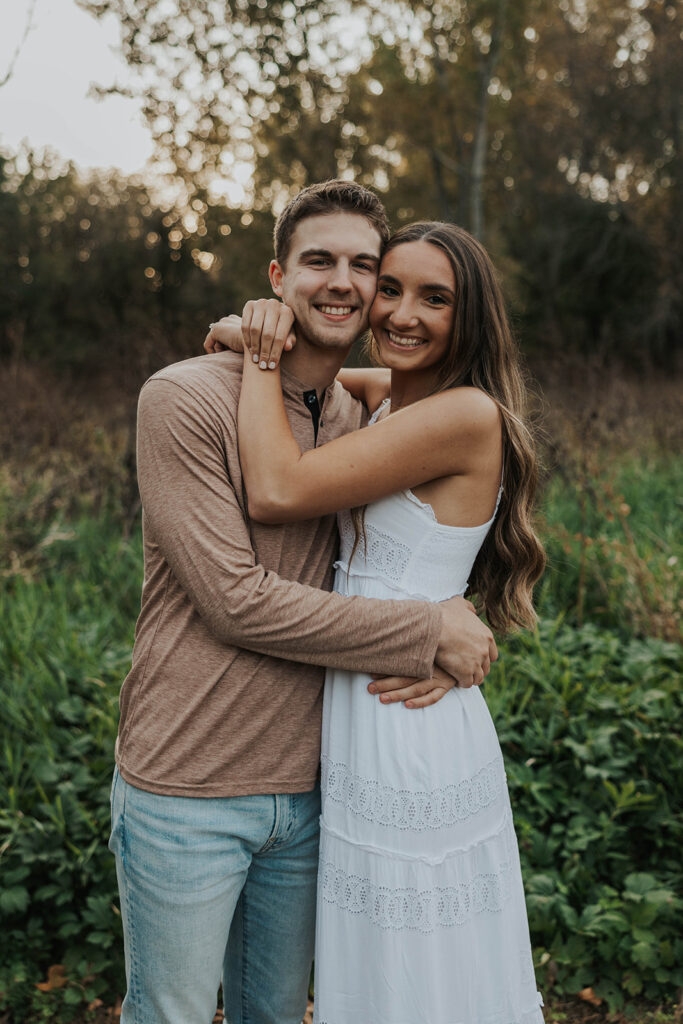 romantic outdoor engagement photos in a park in Iowa