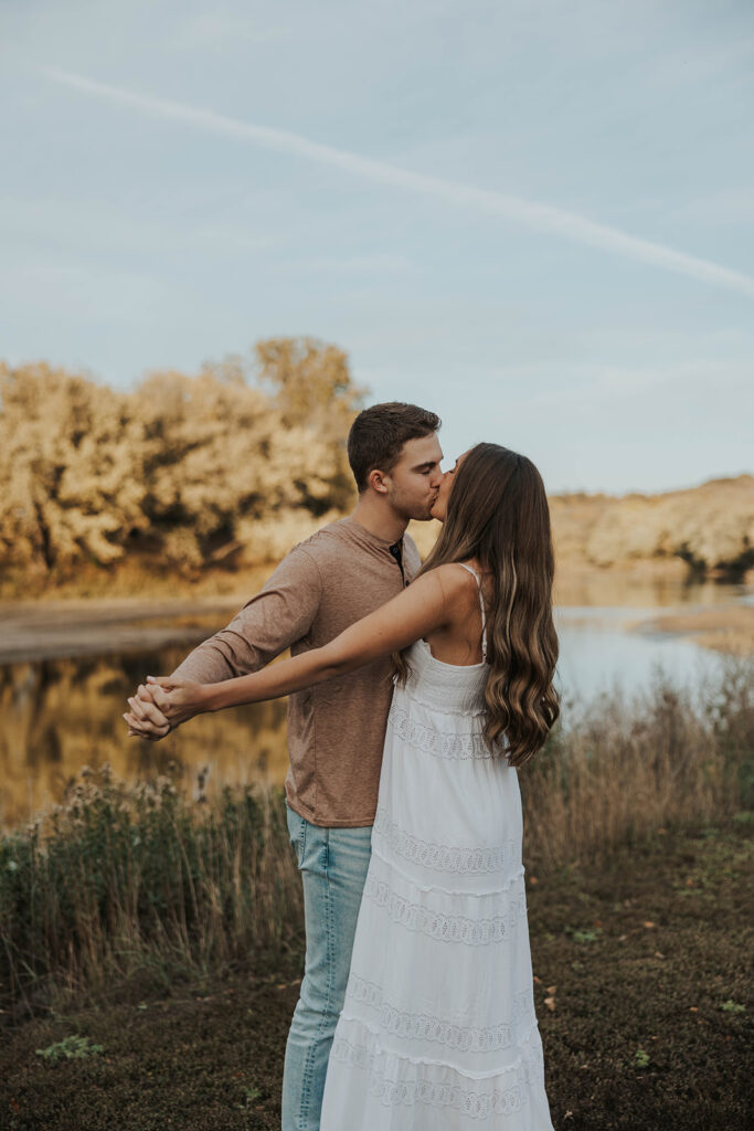 romantic engagement session by water