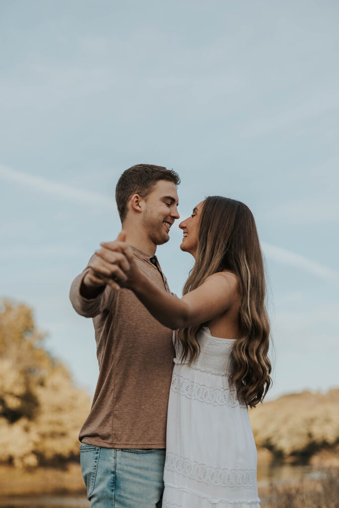 romantic engagement session by water