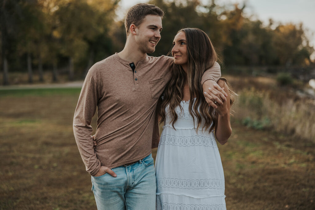 romantic engagement session in a field in Iowa