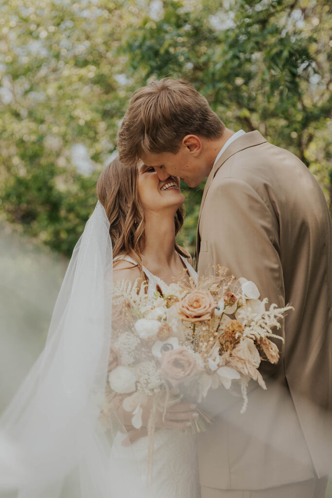 playful and candid bride and groom portraits