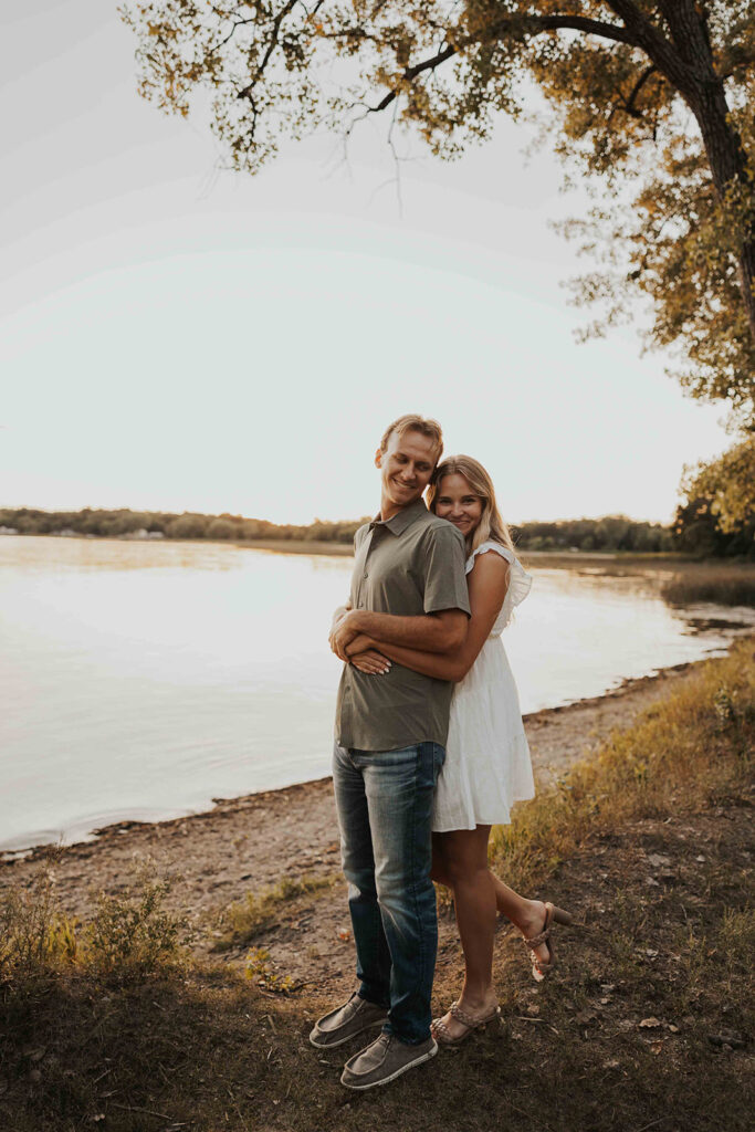 playful and romantic engagement photos in sibley state park, mn