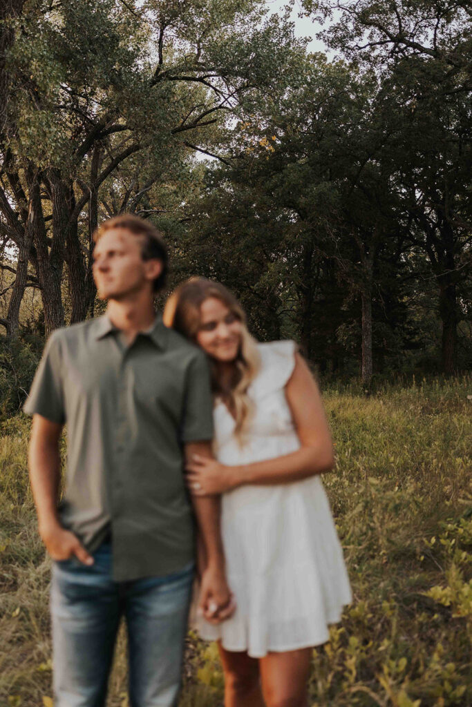 playful and romantic engagement photos in sibley state park, mn