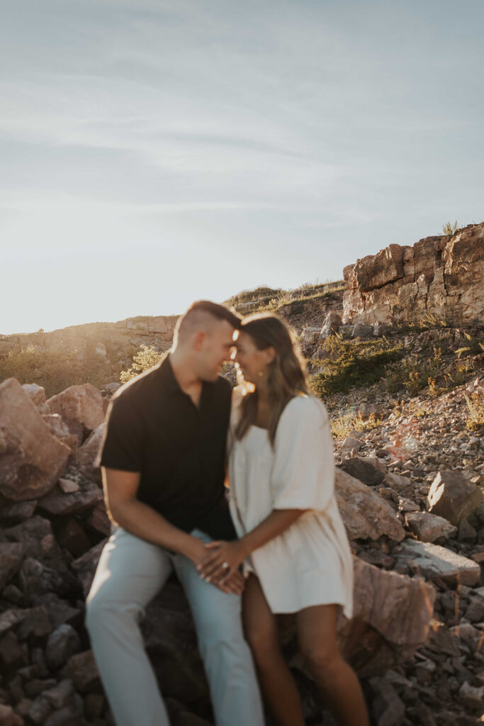 candid, playful and romantic couple at the Blue Mounds State Park