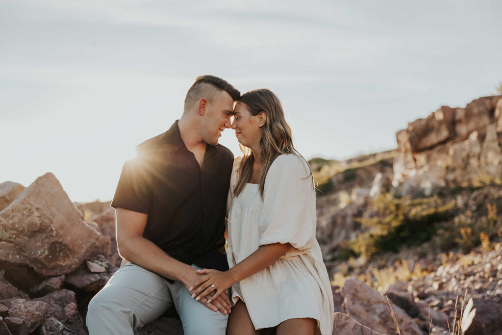 romantic engagement session at Blue Mounds State Park MN