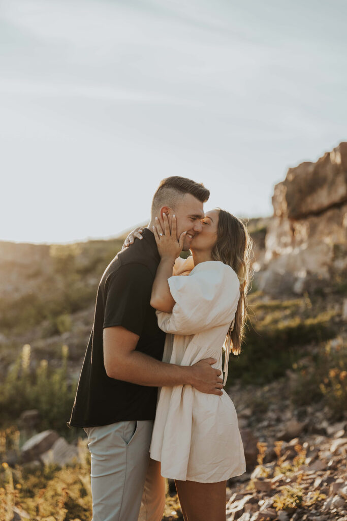 candid, playful and romantic couple at the Blue Mounds State Park