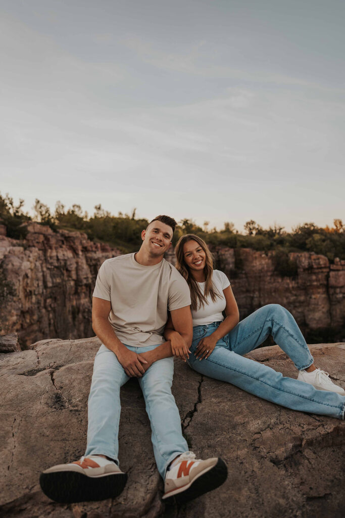 candid, playful and romantic couple at the Blue Mounds State Park