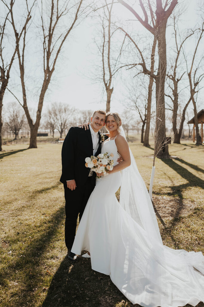 bride and groom spring wedding outdoor portraits