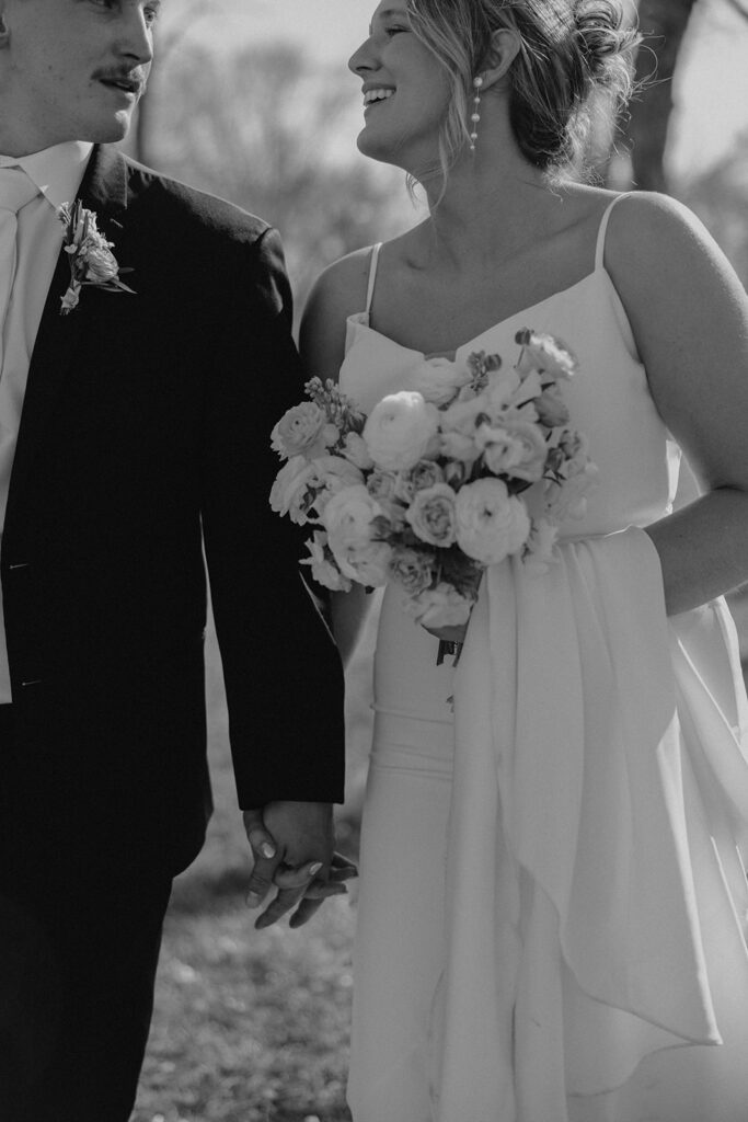 candid nostalgic black and white bride and groom photos