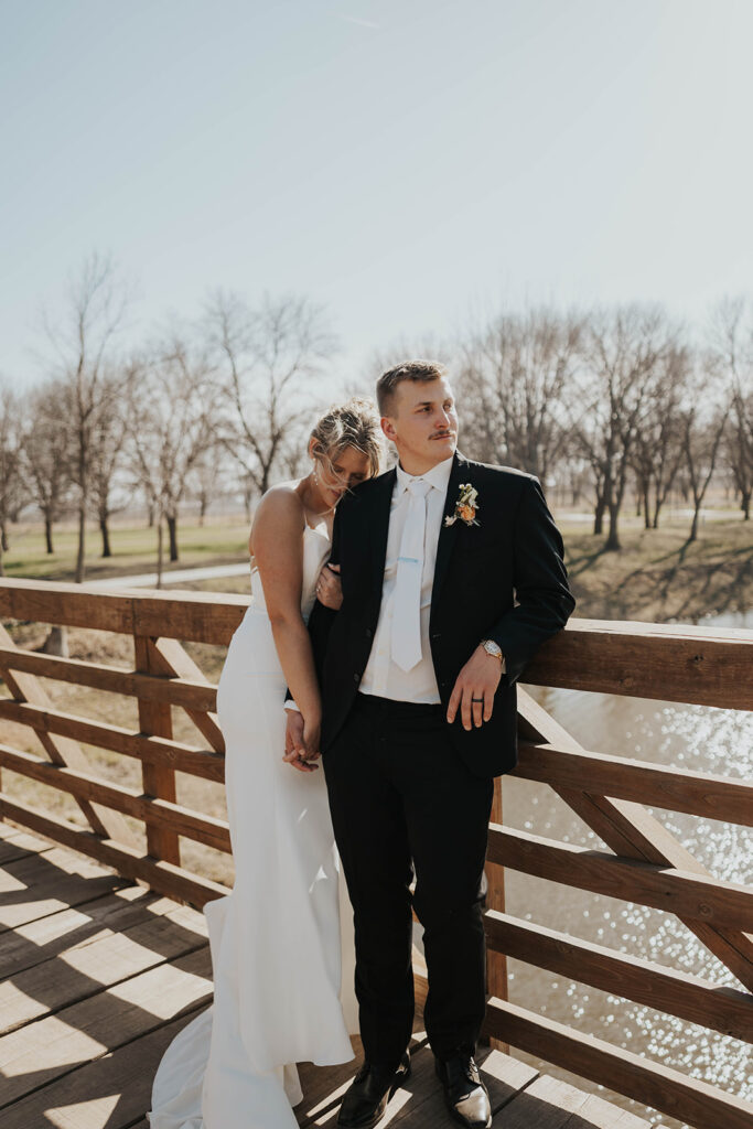 romantic bride and groom spring outdoor portraits