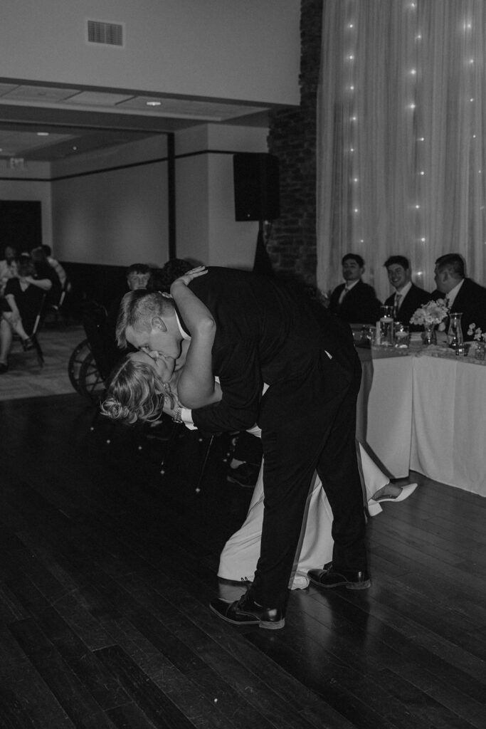 bride and groom having fun during their first dance