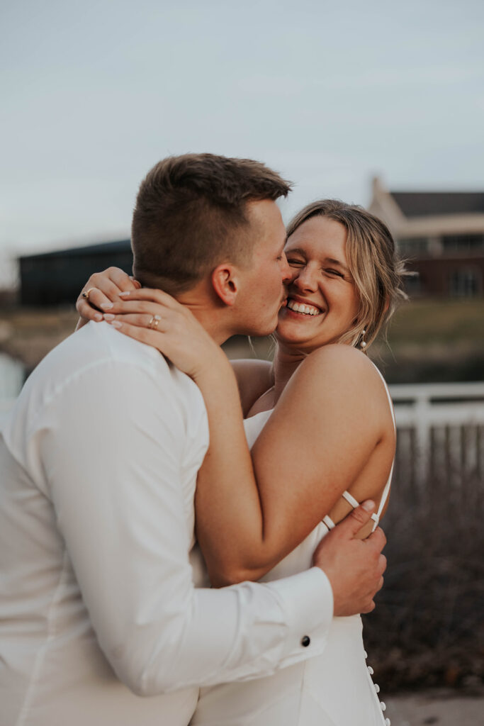 romantic bride and groom spring outdoor portraits