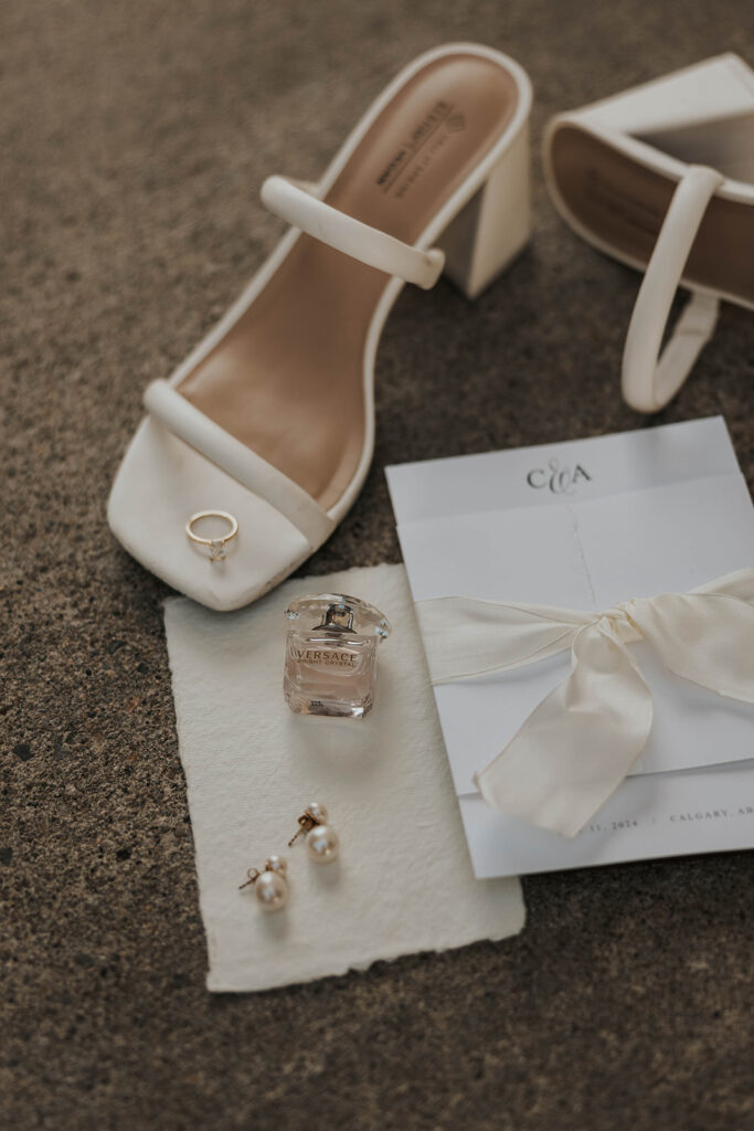 romantic and elegant, all white wedding detail flatlay