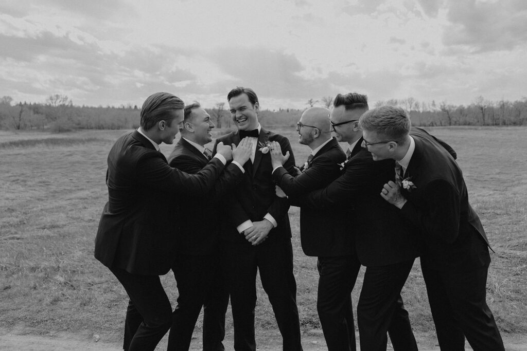 fun groom and groomsmen photo