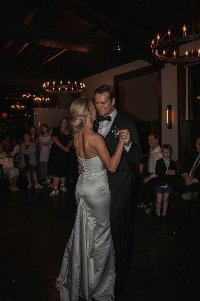 bride and groom dancing at the reception