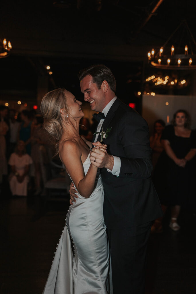 bride and groom dancing at the reception