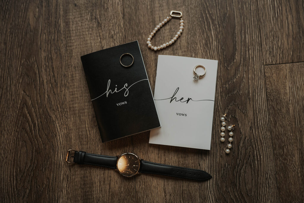 simple and elegant wedding detail flatlay