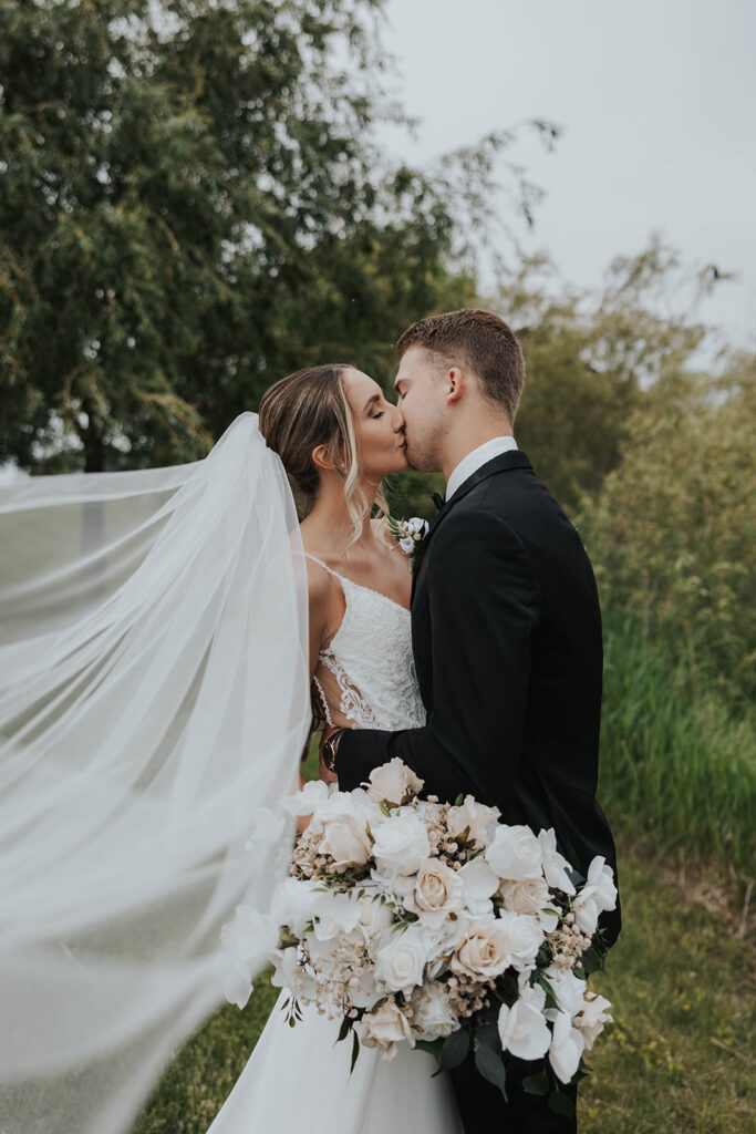 romantic bride and groom portraits in Sioux Falls, IA