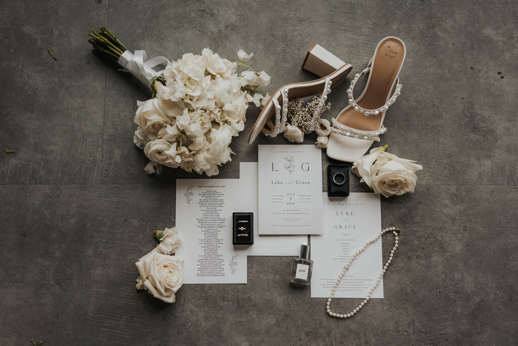 elegant wedding detail flatlay