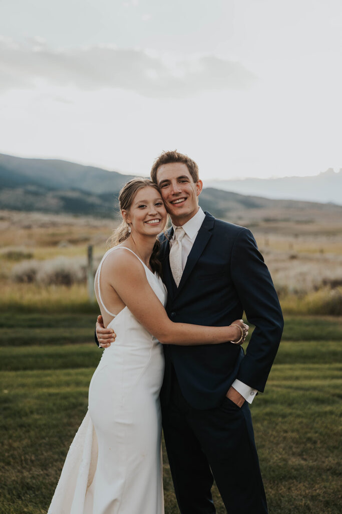 playful and romantic bride and groom in Montana