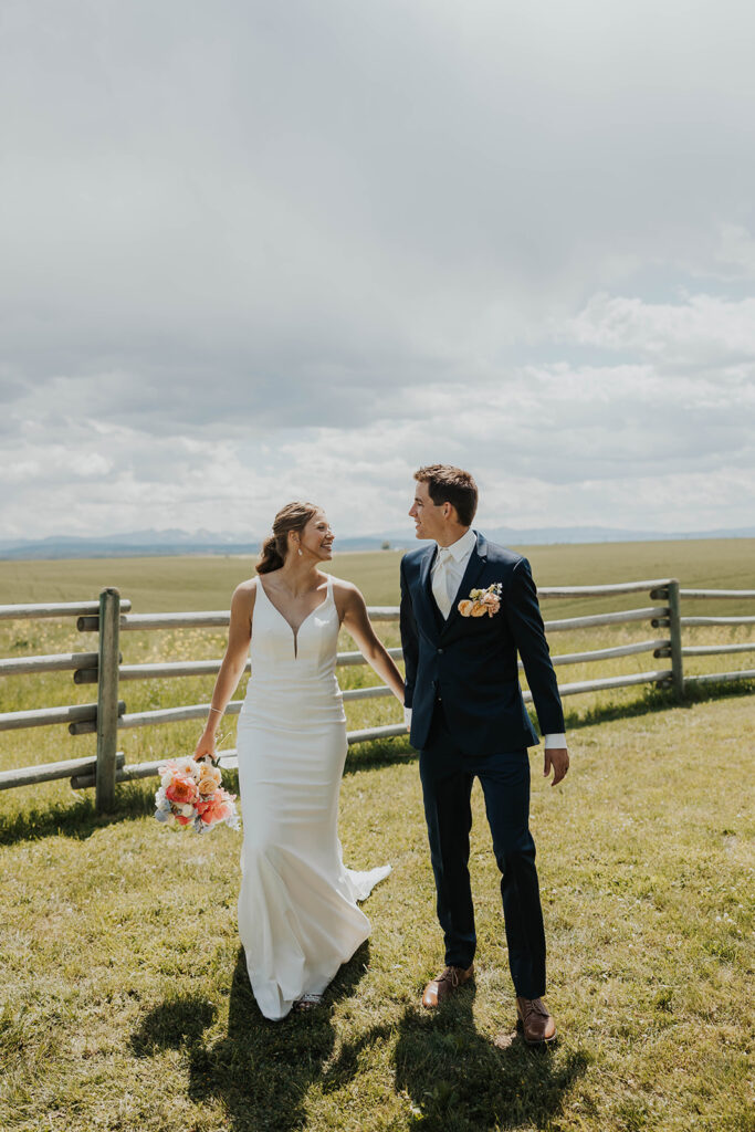 bride and groom summer wedding in Montana