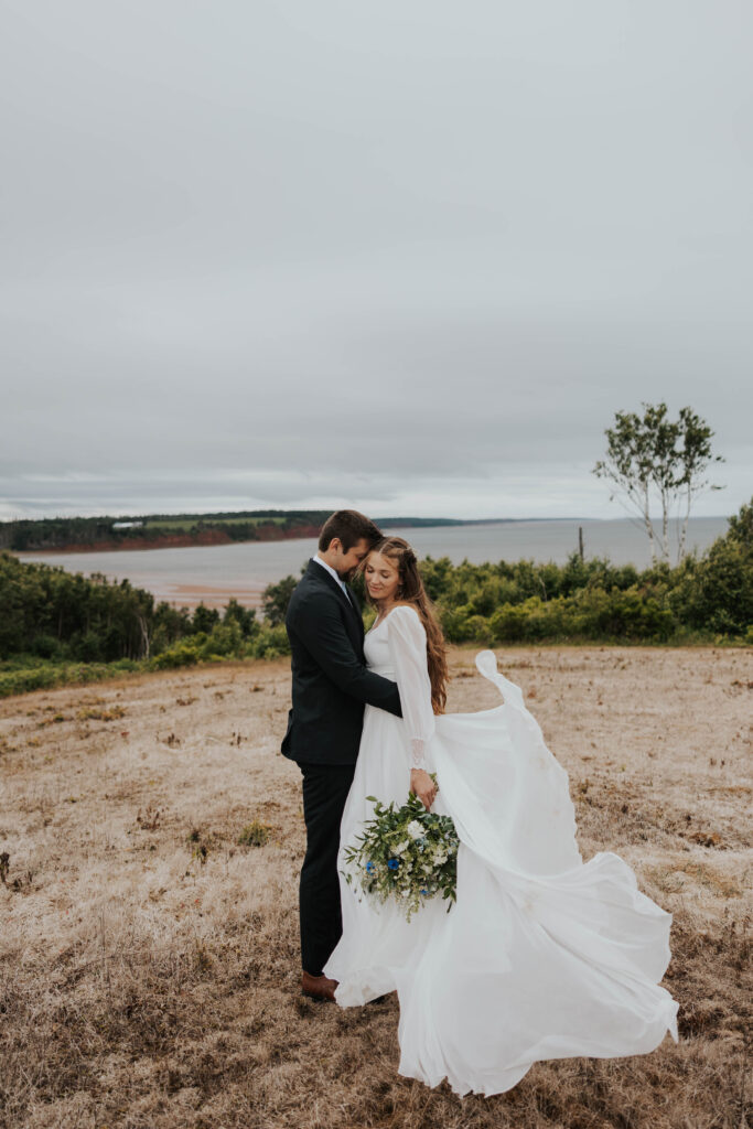 Couple celebrating their destination wedding in Prince Edward Island, Canada