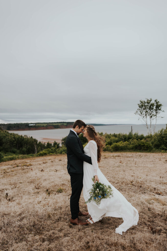 Couple having their destination wedding in Prince Edward Island, Canada