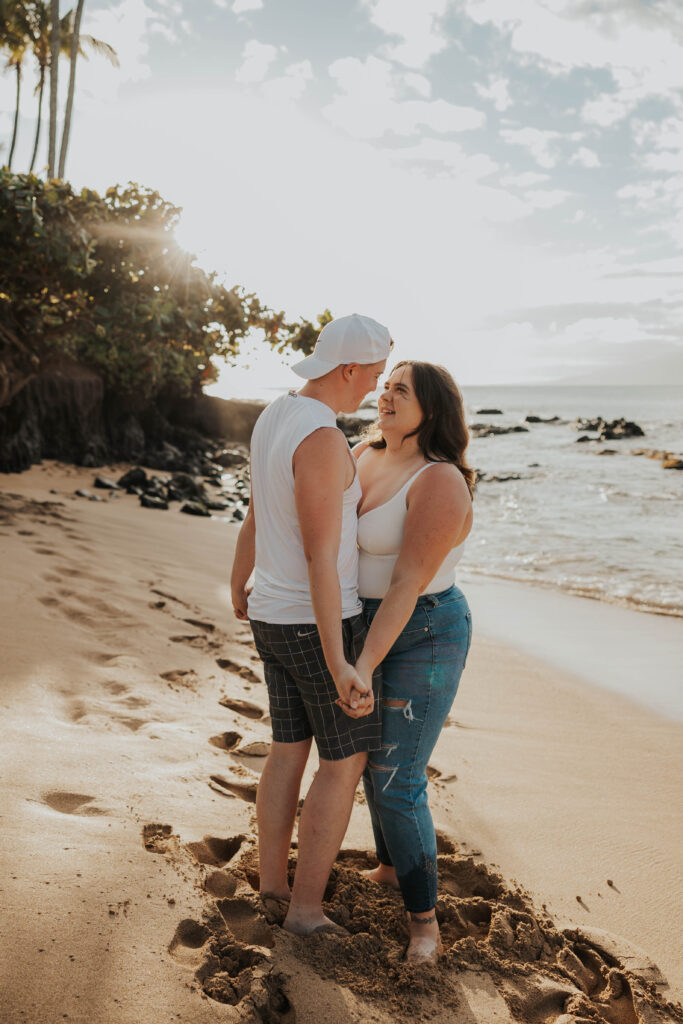 Candid couple photoshoot on a beach in Hawaii 