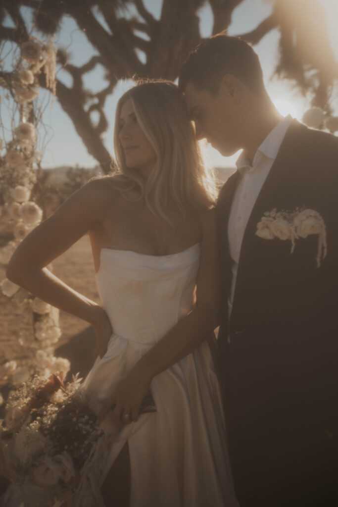 Dreamy couple eloping in Joshua Tree