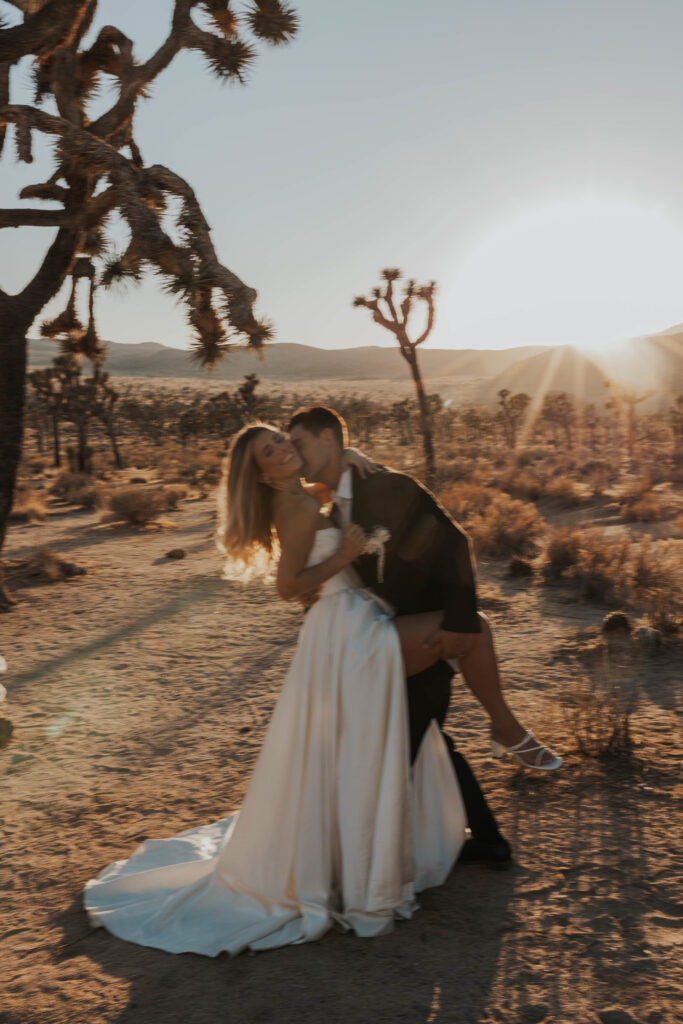 Desert sunset during a Joshua Tree elopement