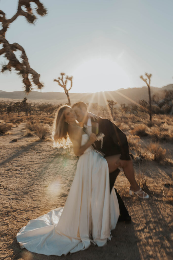 Desert sunset during a Joshua Tree elopement