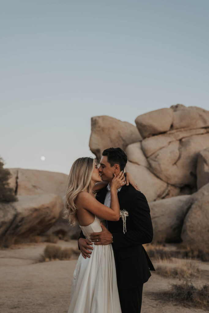 Blue hour during an elopement in Joshua Tree National Park