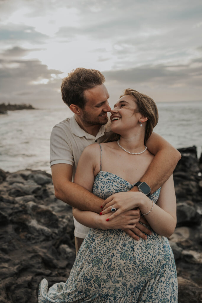 Couple enjoying beach views in Maui, Hawaii