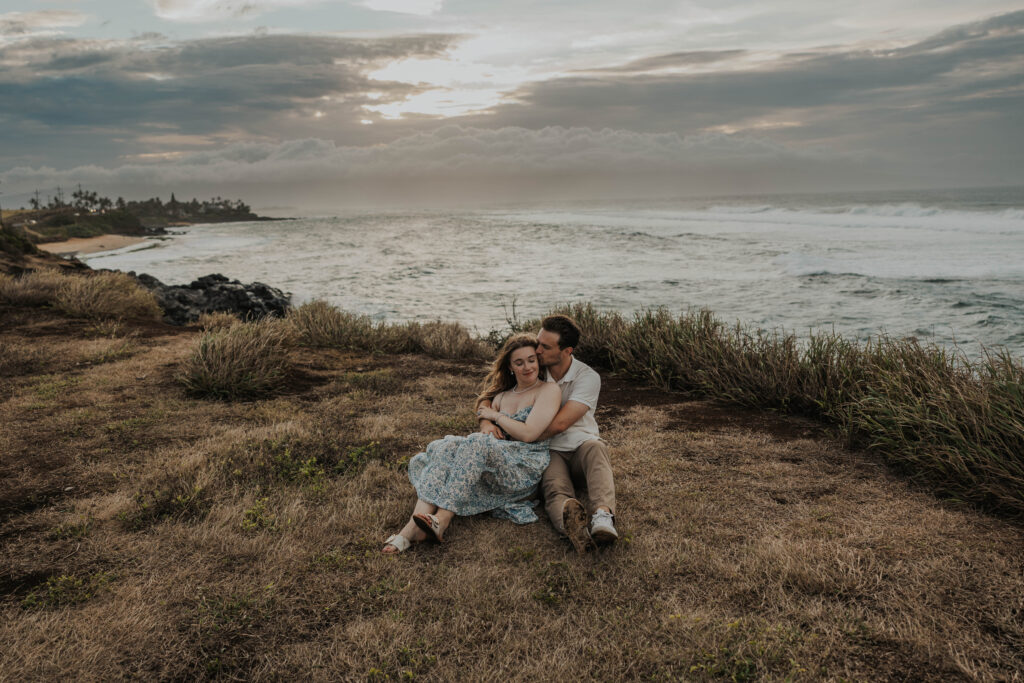 Beach engagement photoshoot on Ho'okipa Beach in Maui, Hawaii 