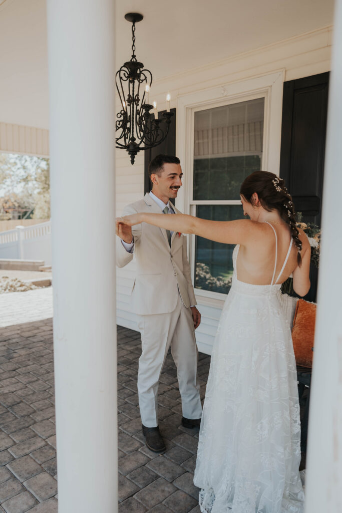 Bride and groom doing a first look in Mesa, Arizona