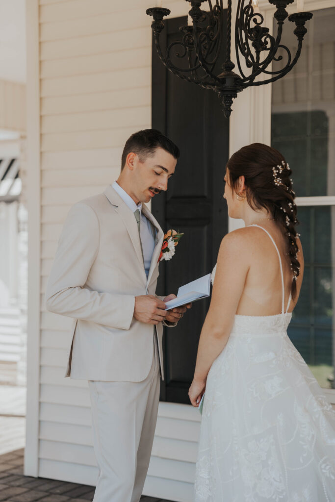 Bride and groom doing a first look in Mesa, Arizona