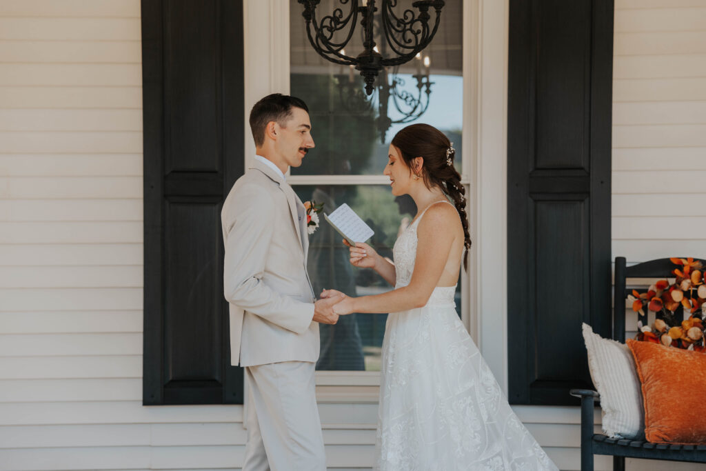 Couple during their first look at their Arizona wedding